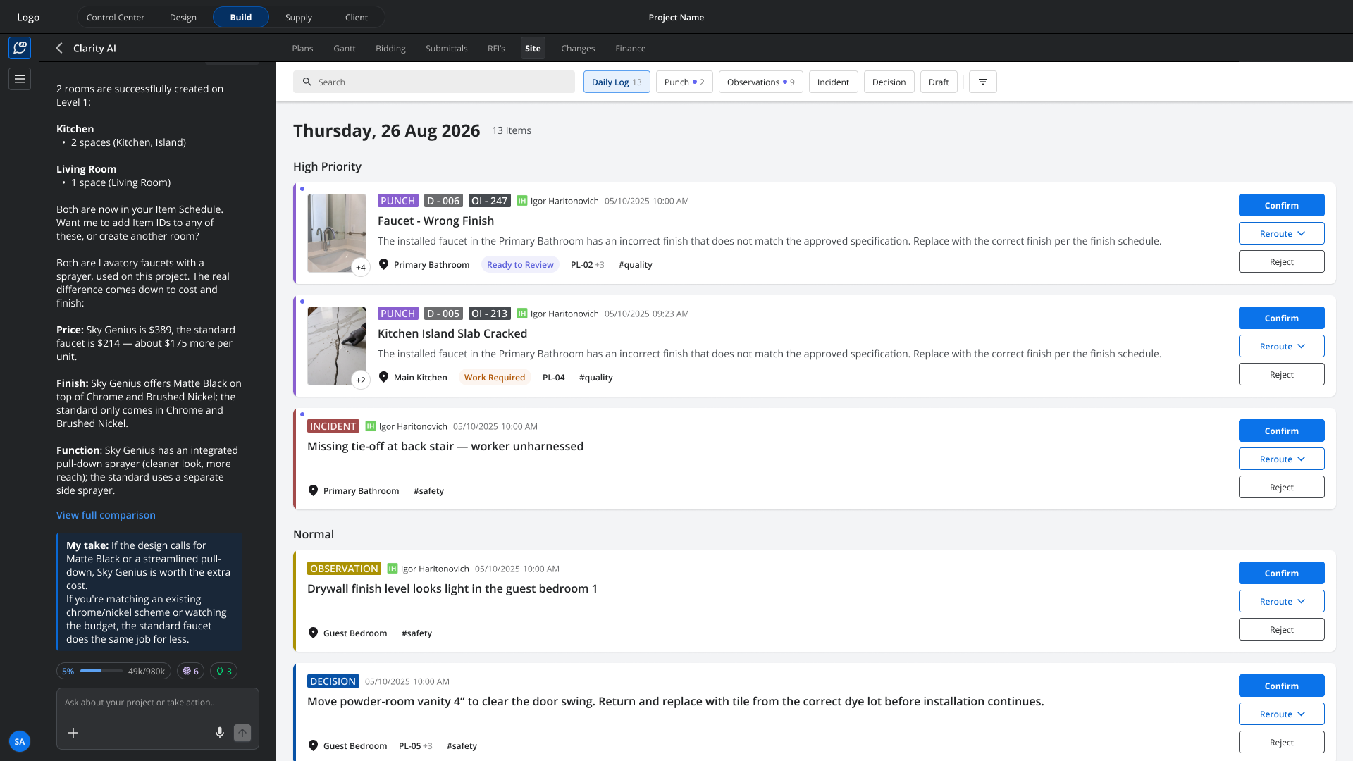 Site / Punch daily log register