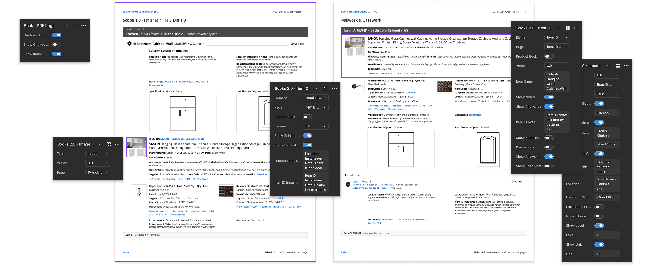 Generated PDF spread: cover, index and content pages