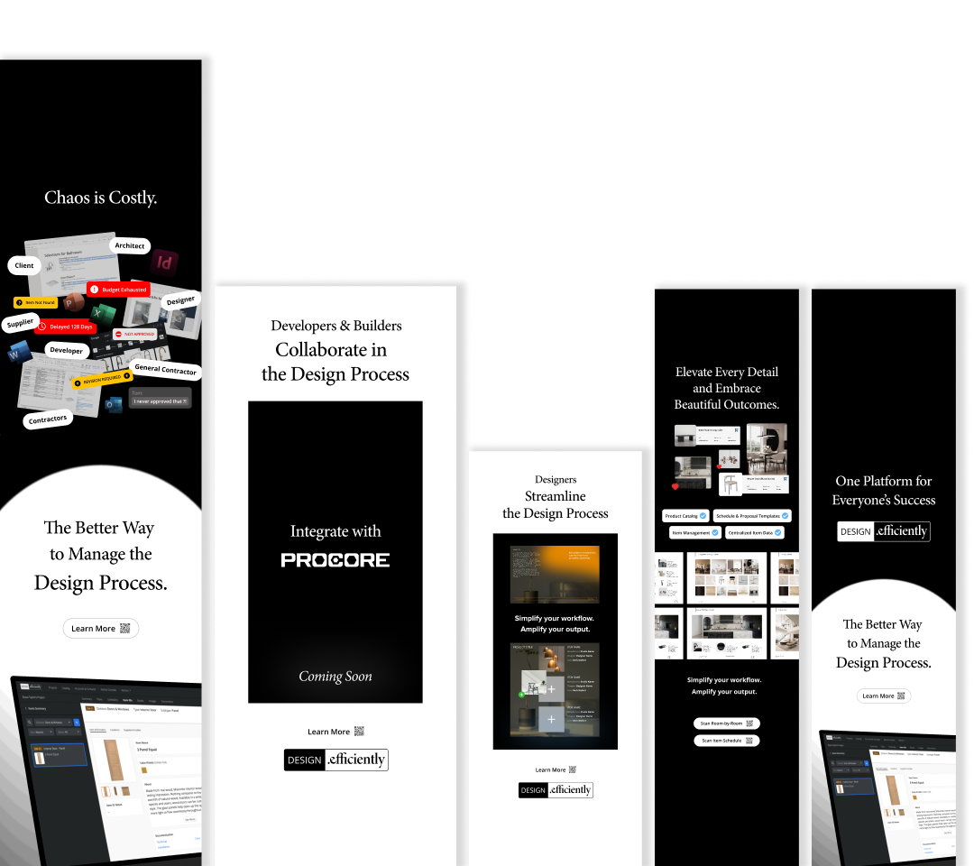 Campaign design: ad creative set across product and feature messaging